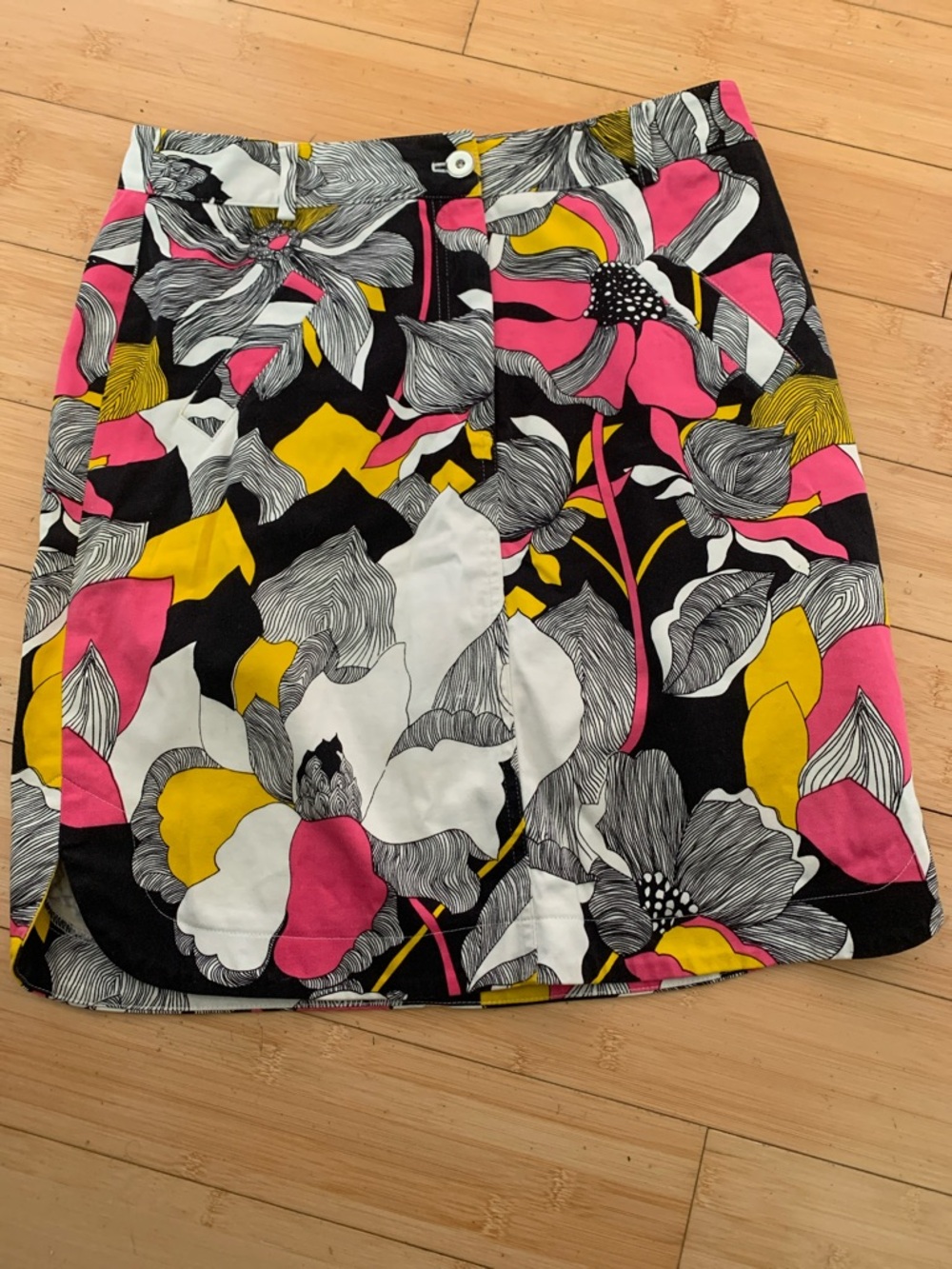 Elliott Lauren abstract psychedelic Floral Print mini Skirt Sz S avant garde